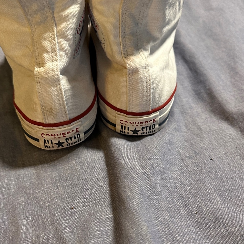 Converse Chuck Taylor All Star High-Top Sneakers in White with Red Trim - Picture 6 of 7